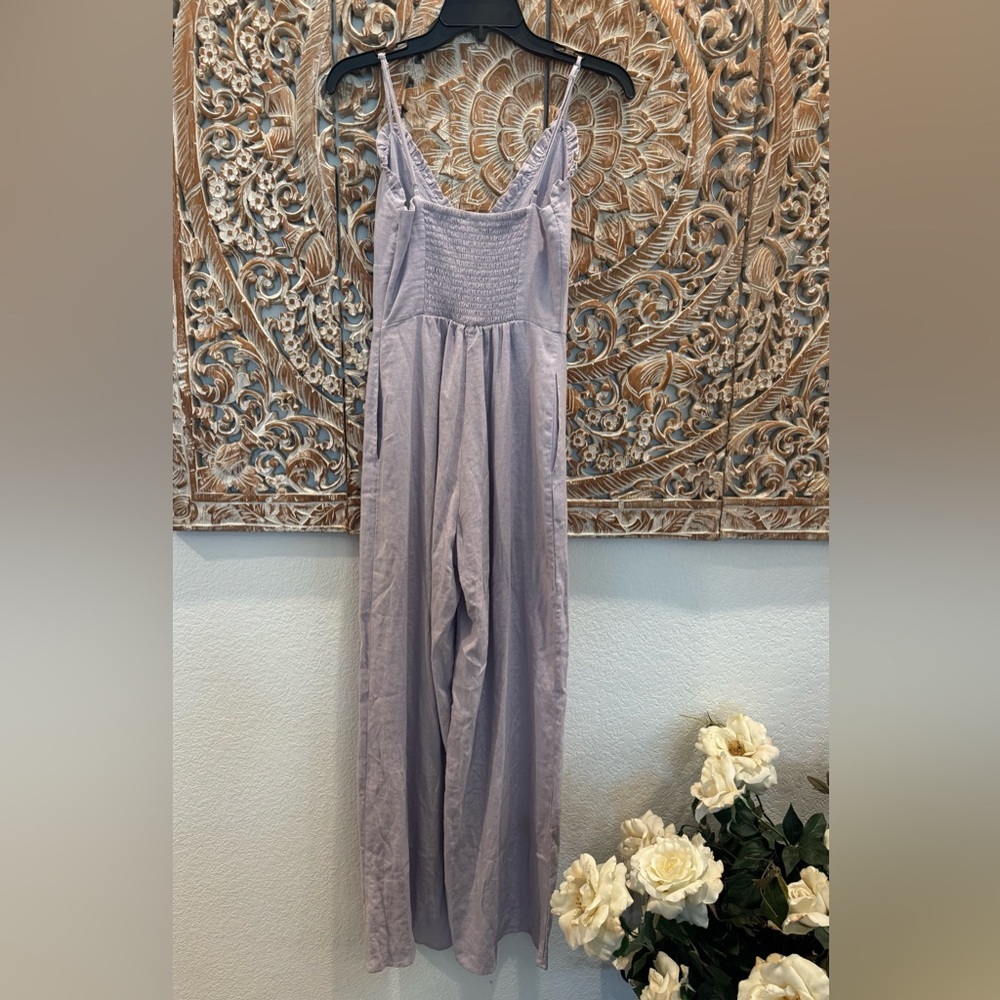 Forever 21 Lavender Linen Blend Wide Leg Jumpsuit XS NWT - Picture 3 of 14